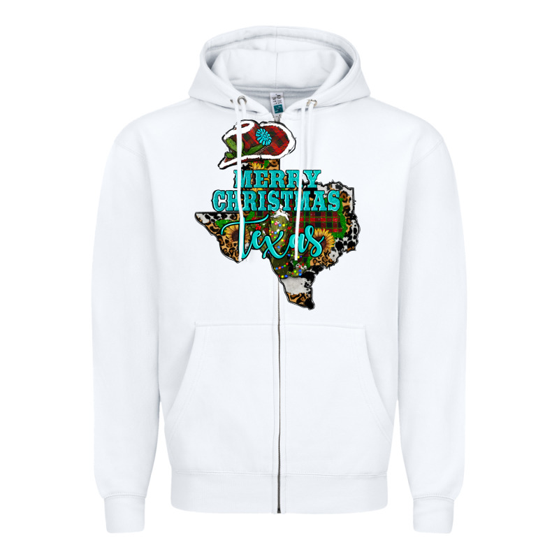 Merry Christmas Texas Map Zipper Hoodie by RanaPortraitStore | Teevron