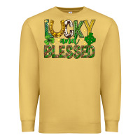 Antique Gold Lucky and blessed st. patricks day Premium Sweatshirt - Neo Western
