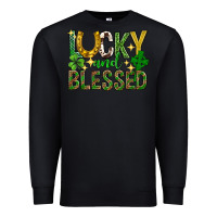 Black Lucky and blessed st. patricks day Premium Sweatshirt - Neo Western