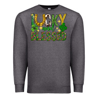 Charcoal Heather Lucky and blessed st. patricks day Premium Sweatshirt - Neo Western