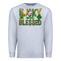 Heather Grey Lucky and blessed st. patricks day Premium Sweatshirt - Neo Western