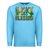 Ocean Blue Lucky and blessed st. patricks day Premium Sweatshirt - Neo Western