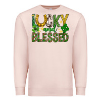 Pale Pink Lucky and blessed st. patricks day Premium Sweatshirt - Neo Western