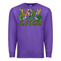 Purple Lucky and blessed st. patricks day Premium Sweatshirt - Neo Western
