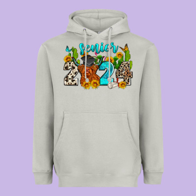 Senior 2024 Cow Heavyweight Hoodie Designed By Zillion Design Studio