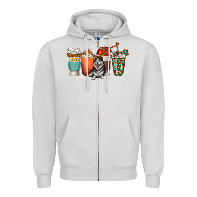 Alaskan Husky Dog Coffee Cups Zipper Hoodie by texasbilliewilder | Teevron