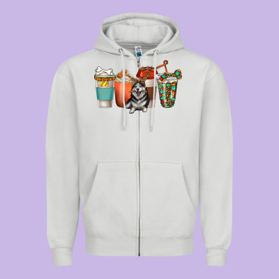 Zipper Hoodie alaskan husky dog coffee cups