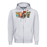 Heather Grey alaskan husky dog coffee cups Zipper Hoodie - texasbilliewilder