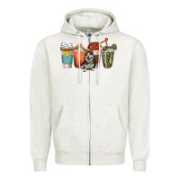 Oatmeal Heather alaskan husky dog coffee cups Zipper Hoodie - texasbilliewilder