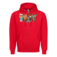 Red alaskan husky dog coffee cups Zipper Hoodie - texasbilliewilder
