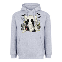 Heather Grey Ghost Cat Heavyweight Hoodie - texasbilliewilder