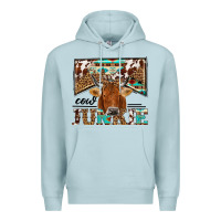 Blue Mist cow junkie Premium Hoodie - NancyCooperArtShop
