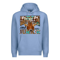 Colony Blue cow junkie Premium Hoodie - NancyCooperArtShop