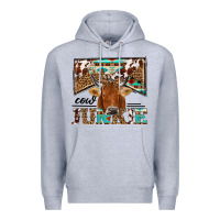 Heather Grey cow junkie Premium Hoodie - NancyCooperArtShop