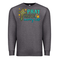 Charcoal Heather pray more worry less Premium Sweatshirt - HRA Design Shop