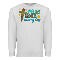 Dove Grey pray more worry less Premium Sweatshirt - HRA Design Shop