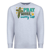 Heather Grey pray more worry less Premium Sweatshirt - HRA Design Shop