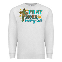 Oatmeal Heather pray more worry less Premium Sweatshirt - HRA Design Shop