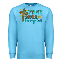 Ocean Blue pray more worry less Premium Sweatshirt - HRA Design Shop