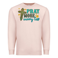 Pale Pink pray more worry less Premium Sweatshirt - HRA Design Shop