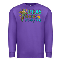Purple pray more worry less Premium Sweatshirt - HRA Design Shop