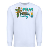 White pray more worry less Premium Sweatshirt - HRA Design Shop