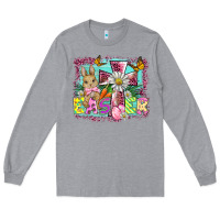 Heather Grey easter cross background Long Sleeve Tee - BarkalooDesign