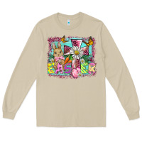 Mushroom easter cross background Long Sleeve Tee - BarkalooDesign