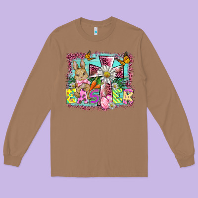 Easter Cross Background Long Sleeve Tee Designed By Barkaloodesign