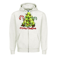 Oatmeal Heather Merry Christmas Tennis Zipper Hoodie - RanaPortraitStore