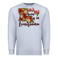Heather Grey ho ho home is in louisiana Premium Sweatshirt - FaDigitalArtStudio