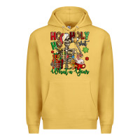 Antique Gold ho ho holy shit what a year christmas skeleton Premium Hoodie - Jasminsmagicworld