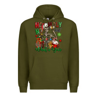 Army Green ho ho holy shit what a year christmas skeleton Premium Hoodie - Jasminsmagicworld
