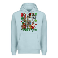 Blue Mist ho ho holy shit what a year christmas skeleton Premium Hoodie - Jasminsmagicworld