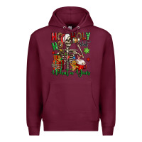 Burgundy ho ho holy shit what a year christmas skeleton Premium Hoodie - Jasminsmagicworld
