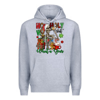 Heather Grey ho ho holy shit what a year christmas skeleton Premium Hoodie - Jasminsmagicworld