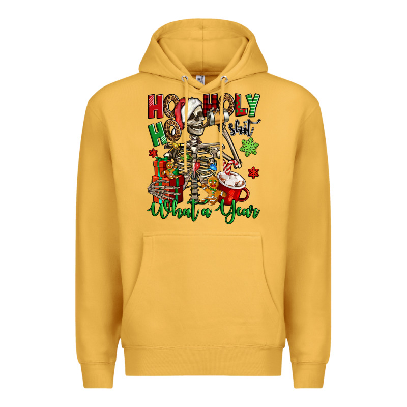 Ho Ho Holy Shit What A Year Christmas Skeleton Premium Hoodie by Jasminsmagicworld | Teevron