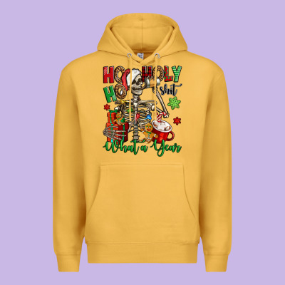 Ho Ho Holy Shit What A Year Christmas Skeleton Premium Hoodie Designed By Jasminsmagicworld
