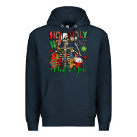 Navy ho ho holy shit what a year christmas skeleton Premium Hoodie - Jasminsmagicworld