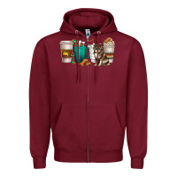 Burgundy australian shepherd dog coffee cups Zipper Hoodie - texasbilliewilder