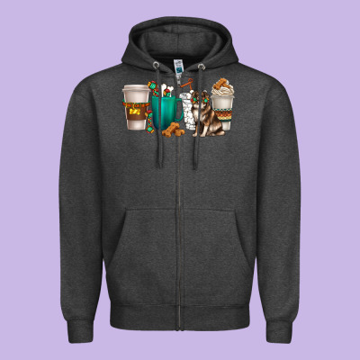 Zipper Hoodie australian shepherd dog coffee cups