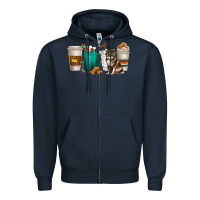 Navy australian shepherd dog coffee cups Zipper Hoodie - texasbilliewilder