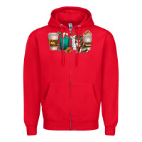 Red australian shepherd dog coffee cups Zipper Hoodie - texasbilliewilder