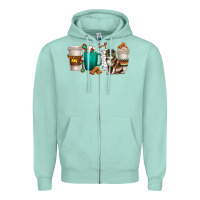 Seafoam australian shepherd dog coffee cups Zipper Hoodie - texasbilliewilder