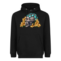 Black skull with sunflowers Heavyweight Hoodie - RanaPortraitStore