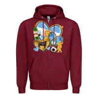 Burgundy argentina  hearts Zipper Hoodie - texasbilliewilder