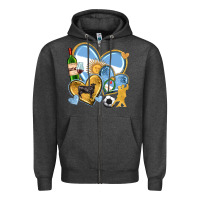 Charcoal Heather argentina  hearts Zipper Hoodie - texasbilliewilder