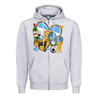 Heather Grey argentina  hearts Zipper Hoodie - texasbilliewilder