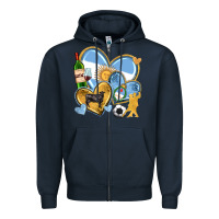 Navy argentina  hearts Zipper Hoodie - texasbilliewilder