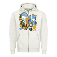 Oatmeal Heather argentina  hearts Zipper Hoodie - texasbilliewilder